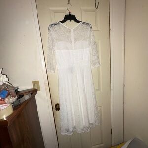Elegant White Lace Dress